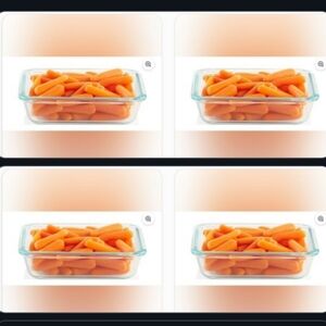 Pyrex Set of Four : 2-Cup Rectangular Glass Food Container Dishes